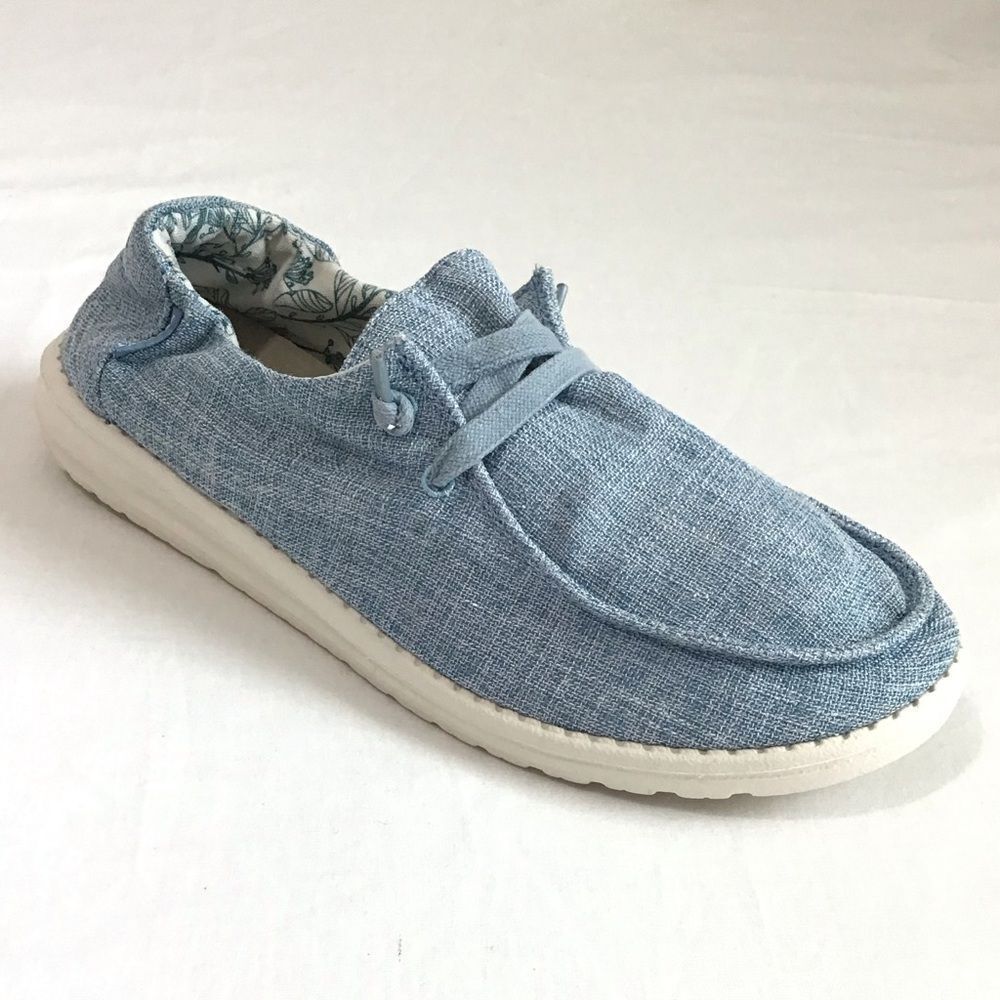 Hey Dude Wendy Linen Casual Blue Shoes Size 8